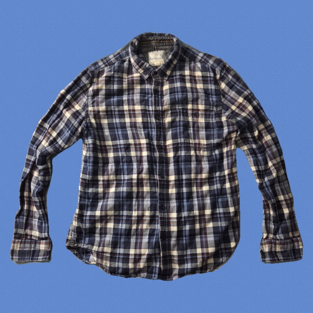 Denim & Flower Blue and White Casual Button Down Shirt